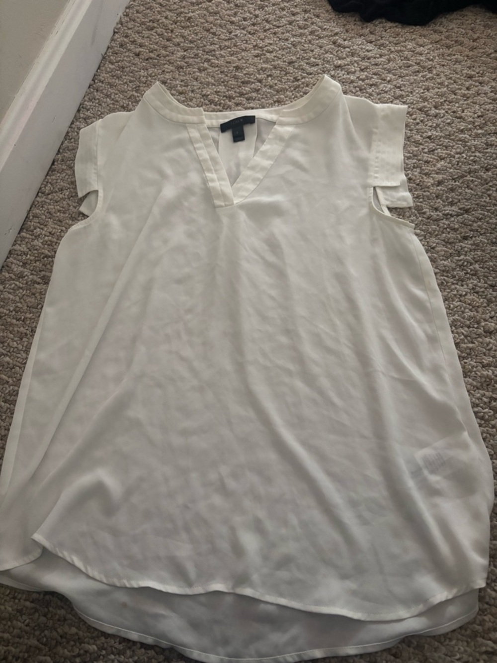 J. Crew Cream Split-Sleeve V-Neck Blouse